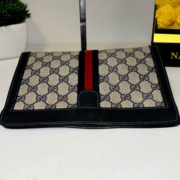GUC Vintage Blue Gucci Sherry Line Clutch - Picture 4 of 11